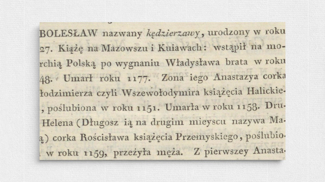 Fragment XVIII-wiecznego druku z „Historyi narodu polskiego” Adama Naruszewicza. Widoczny klasycystyczny skład typograficzny i dawna ortografia charakterystyczna dla polskich oficyn epoki oświecenia. Inspiracja dla bibliofilskich wydań Rambler Press.