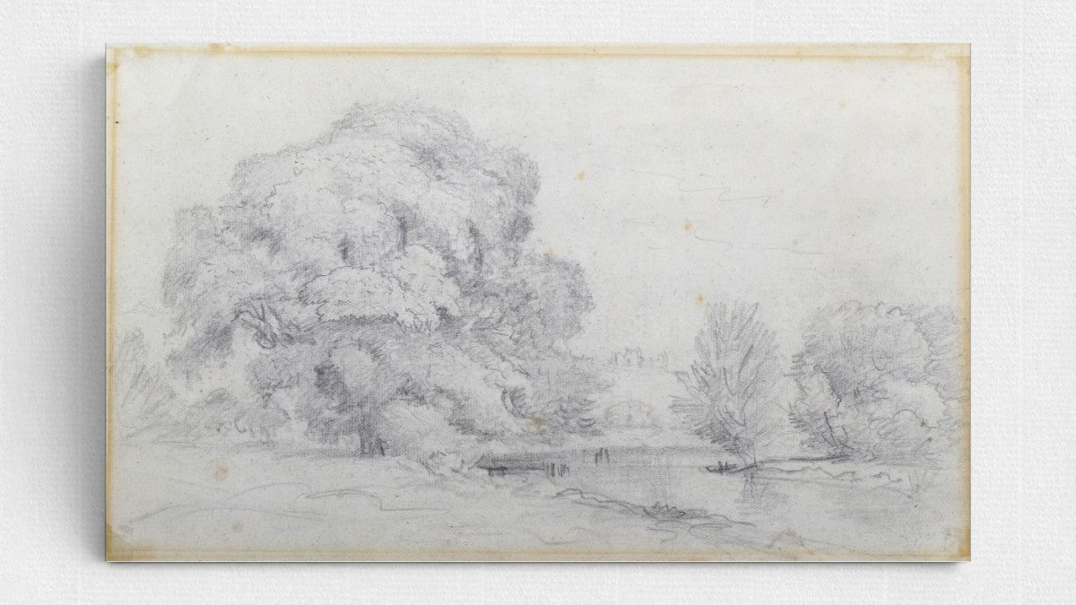 John Constable, A River Landscape – szkic pejzażowy wykonany na papierze z Lower Wookey Mill w Somerset, poprzedniku dzisiejszej St Cuthberts Mill.