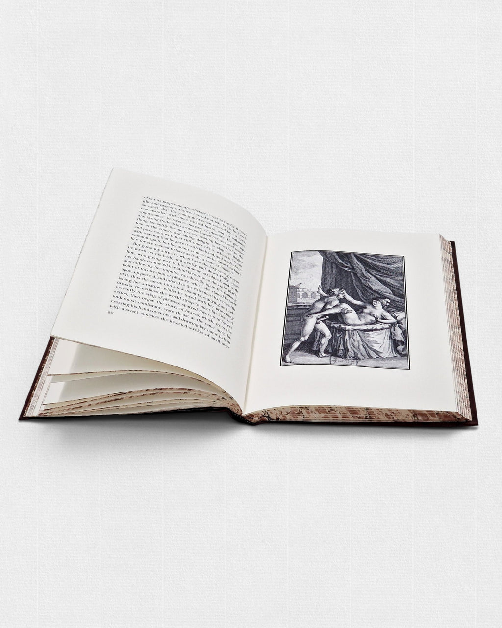 Fanny Hill Johna Clelanda – książka bibliofilska Rambler Press, otwarty tom z ilustracją XVIII wieku, papier Century Laid i typografia Monotype Bell