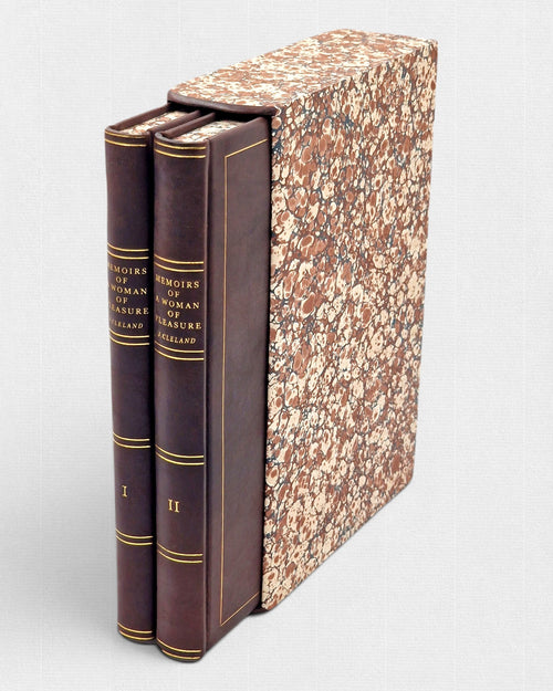 Fanny Hill Johna Clelanda w wydaniu bibliofilskim Rambler Press, dwa ręcznie oprawione tomy w półskórku z marmurkowym etui i złoceniami